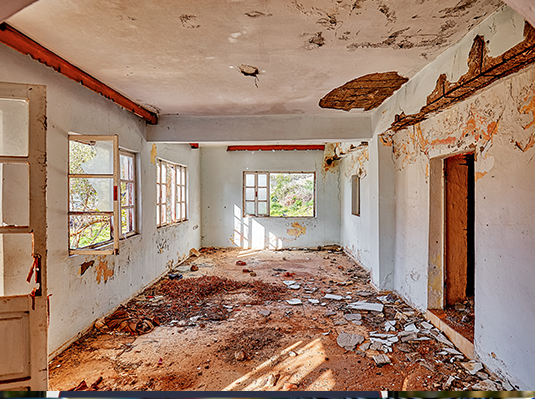 inside of home in disrepair